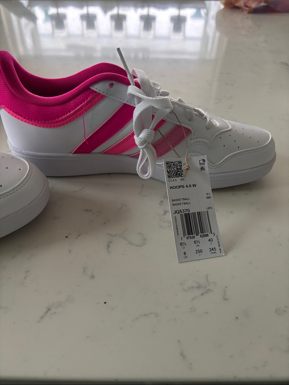 adidas White and Pink Women’s Athletic Sneakers - Picture 3 of 6